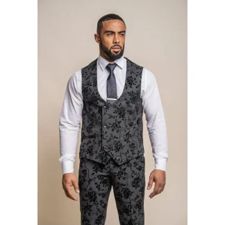 Georgi - Colete masculino preto com estampa floral