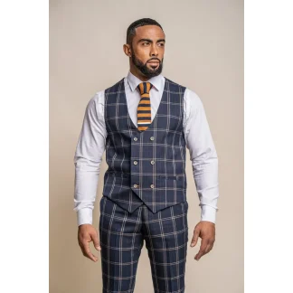 Colete masculino xadrez azul e bege da Hardy