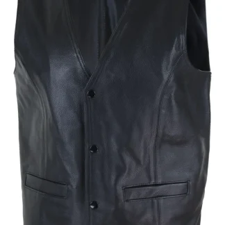 Colete masculino de couro preto
