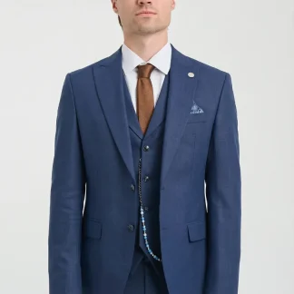 Terno masculino James de 3 peças azul marinho com corte sob medida