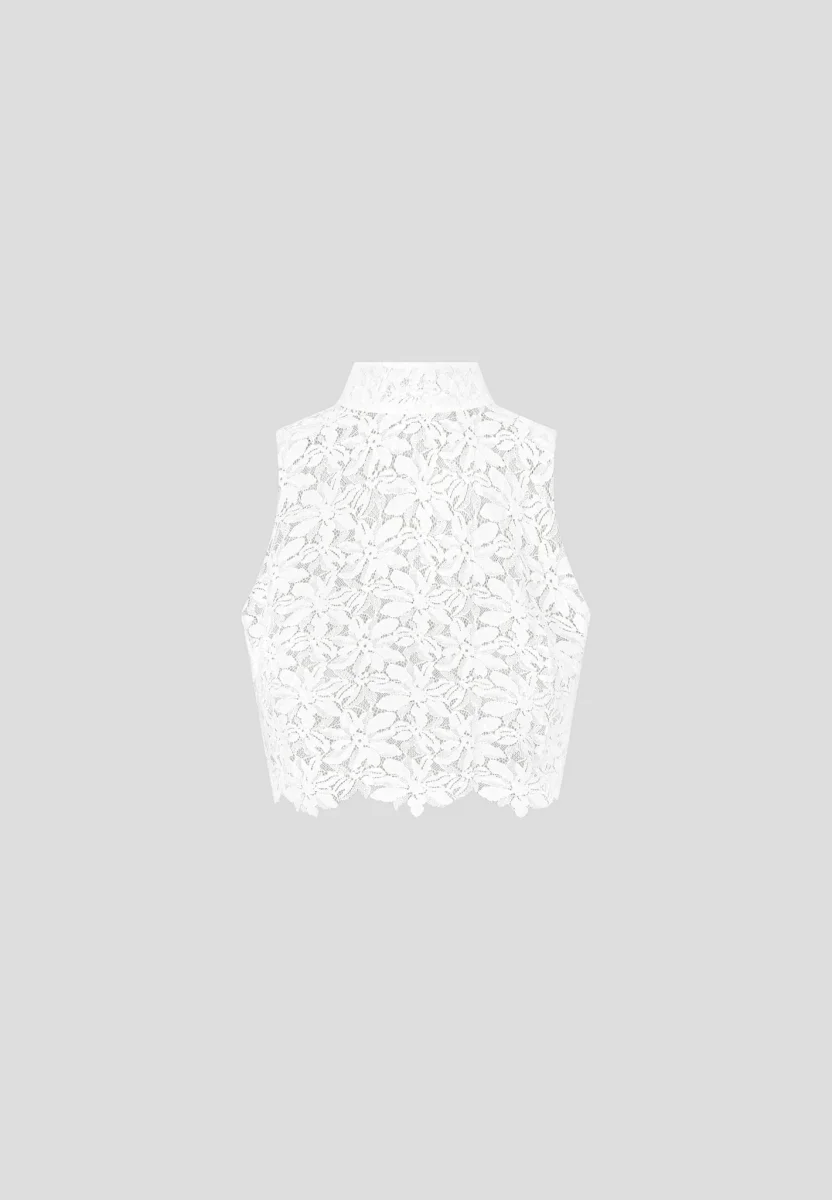 Lace Open Back Top - White - Image 6