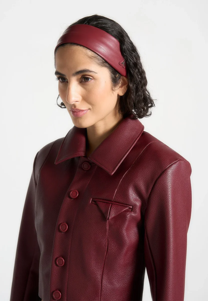 Lilou - Leather Eiffel Headband - Wine Red - Image 5