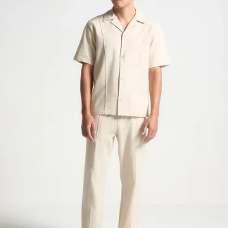 Linen Pintuck Revere Shirt - Natural