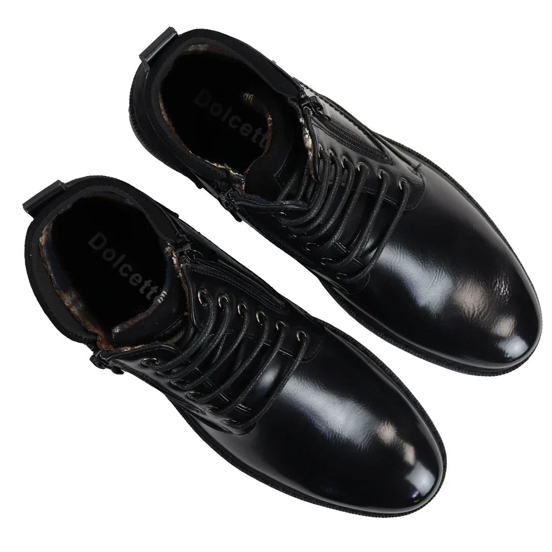 Botas pretas de cano curto com cadarço para homem - Image 5