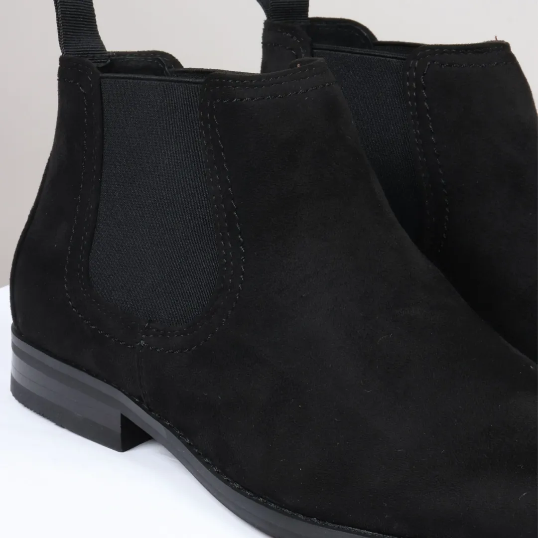 Botas Chelsea masculinas de cano alto, forradas em camurça preta. - Image 5