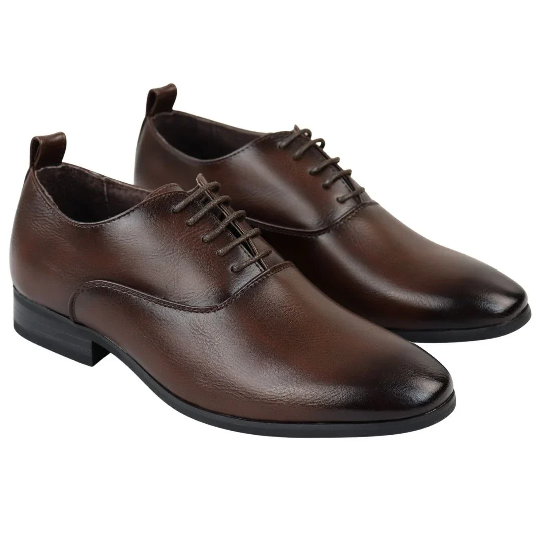 Sapatos Oxford Derby Marrons Masculinos com Cadarço - Image 4