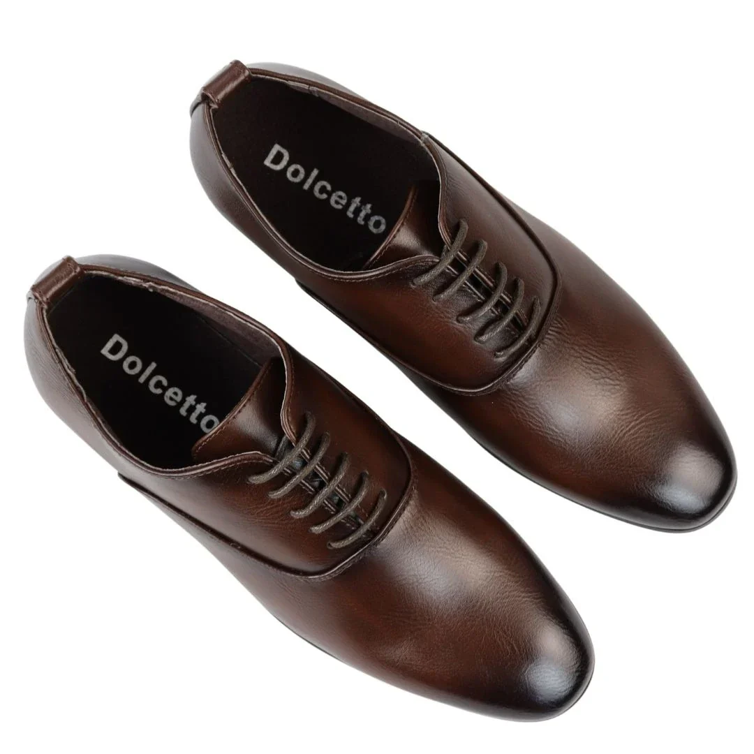 Sapatos Oxford Derby Marrons Masculinos com Cadarço - Image 5