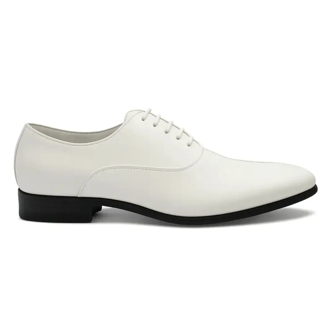 Sapatos Oxford masculinos formais em couro PU envernizado