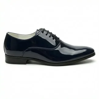 Sapatos Oxford masculinos formais em couro PU envernizado