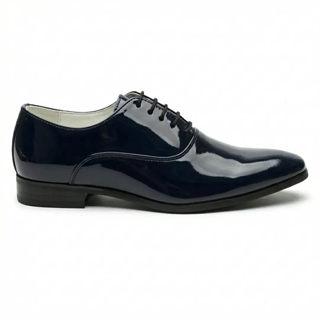 Sapatos Oxford masculinos formais em couro PU envernizado - Image 2
