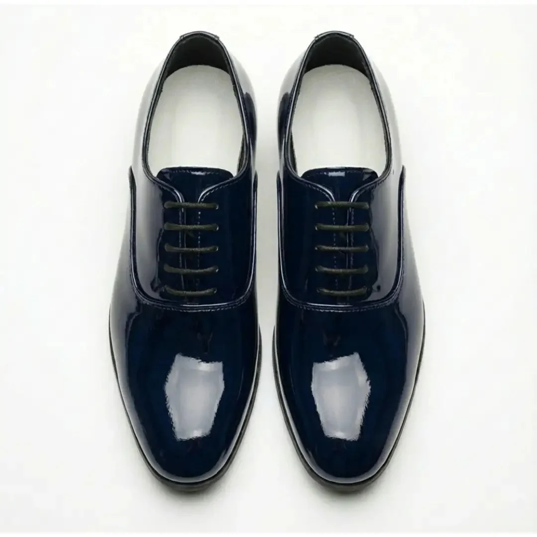Sapatos Oxford masculinos formais em couro PU envernizado - Image 6