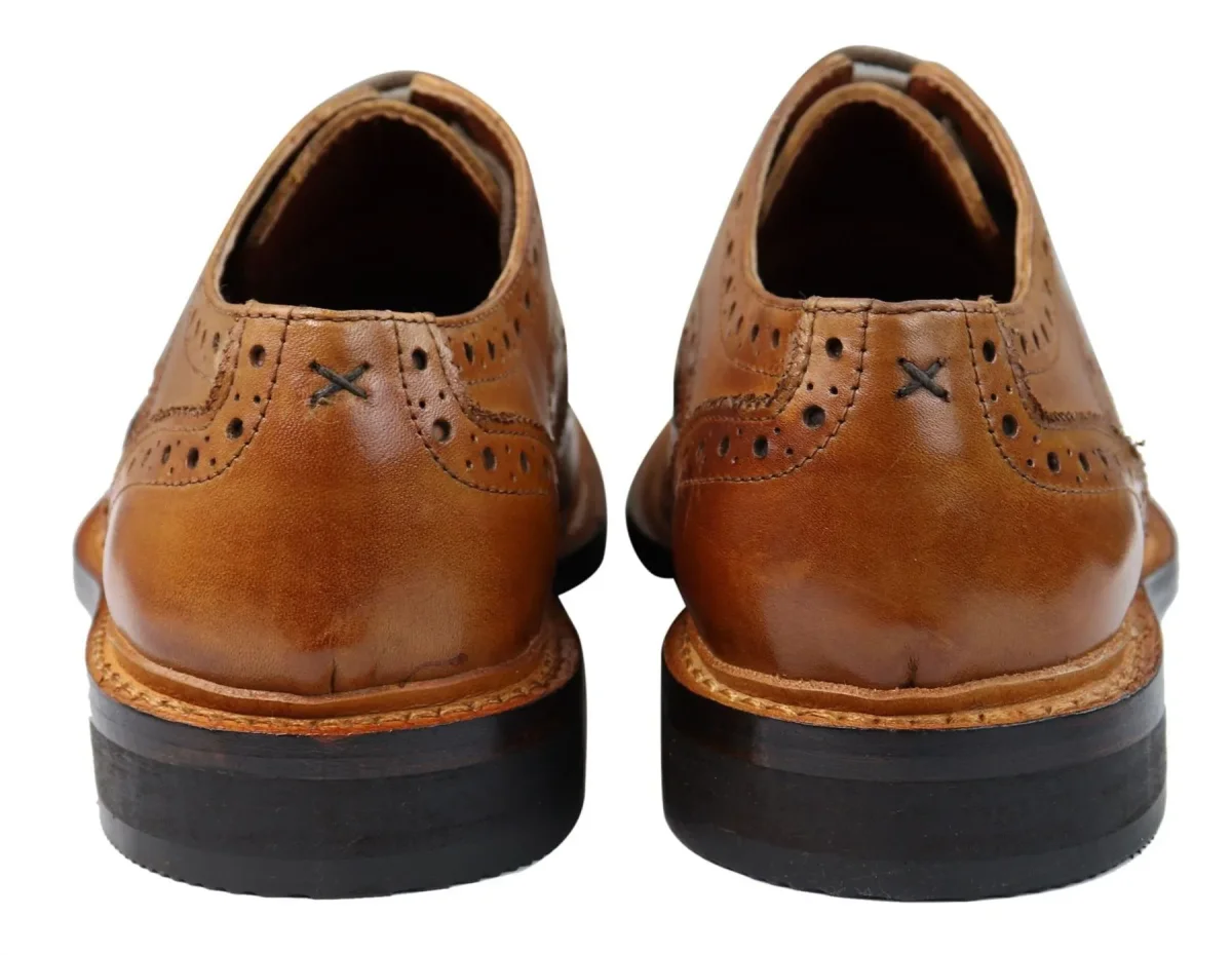 Sapatos Oxford Brogue Masculinos em Couro com Cadarço, Costura Goodyear Welt, Tons de Bege, Marrom e Bordô - Image 4