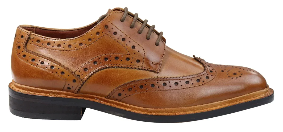 Sapatos Oxford Brogue Masculinos em Couro com Cadarço, Costura Goodyear Welt, Tons de Bege, Marrom e Bordô - Image 2