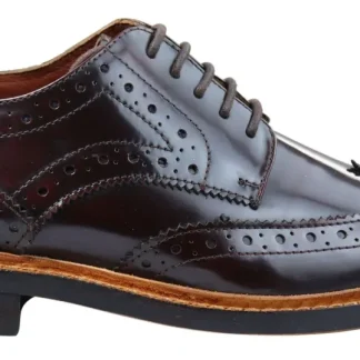 Sapatos Oxford Brogue Masculinos em Couro com Cadarço, Costura Goodyear Welt, Tons de Bege, Marrom e Bordô