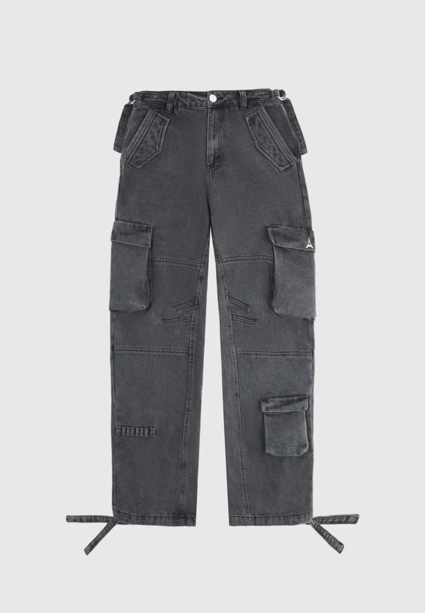 Mid Rise Cargo Pants - Washed Grey - Image 8