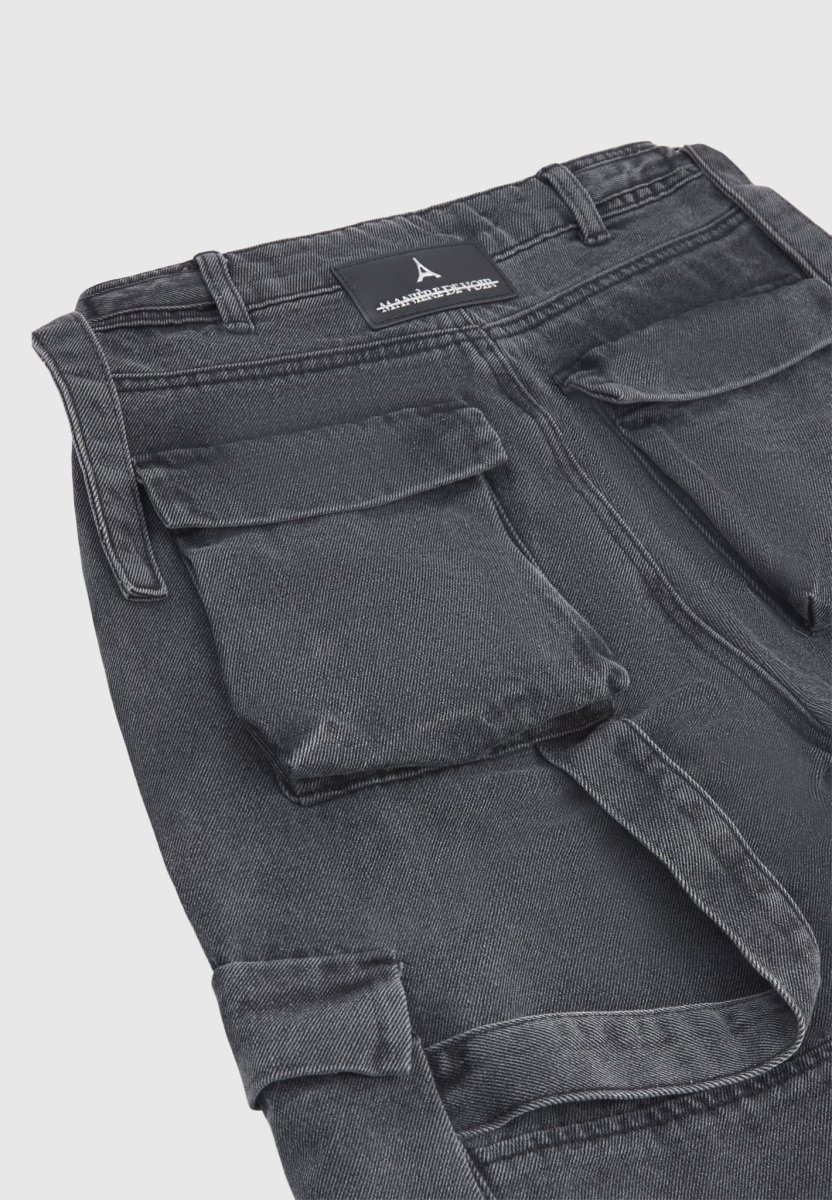Mid Rise Cargo Pants - Washed Grey - Image 9
