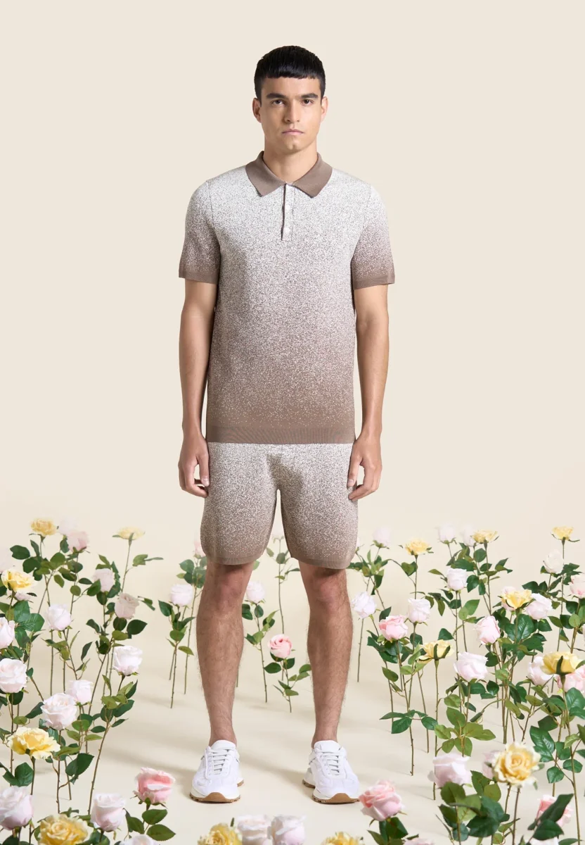 Ombré Knit Shorts - Taupe/White - Image 5