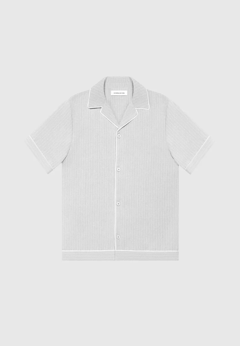 Pinstripe Revere Shirt - Grey - Image 4
