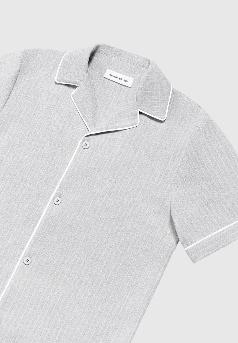 Pinstripe Revere Shirt - Grey - Image 6