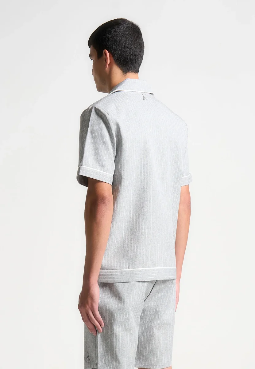 Pinstripe Revere Shirt - Grey - Image 5