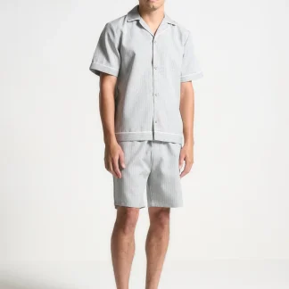 Pinstripe Revere Shirt - Grey