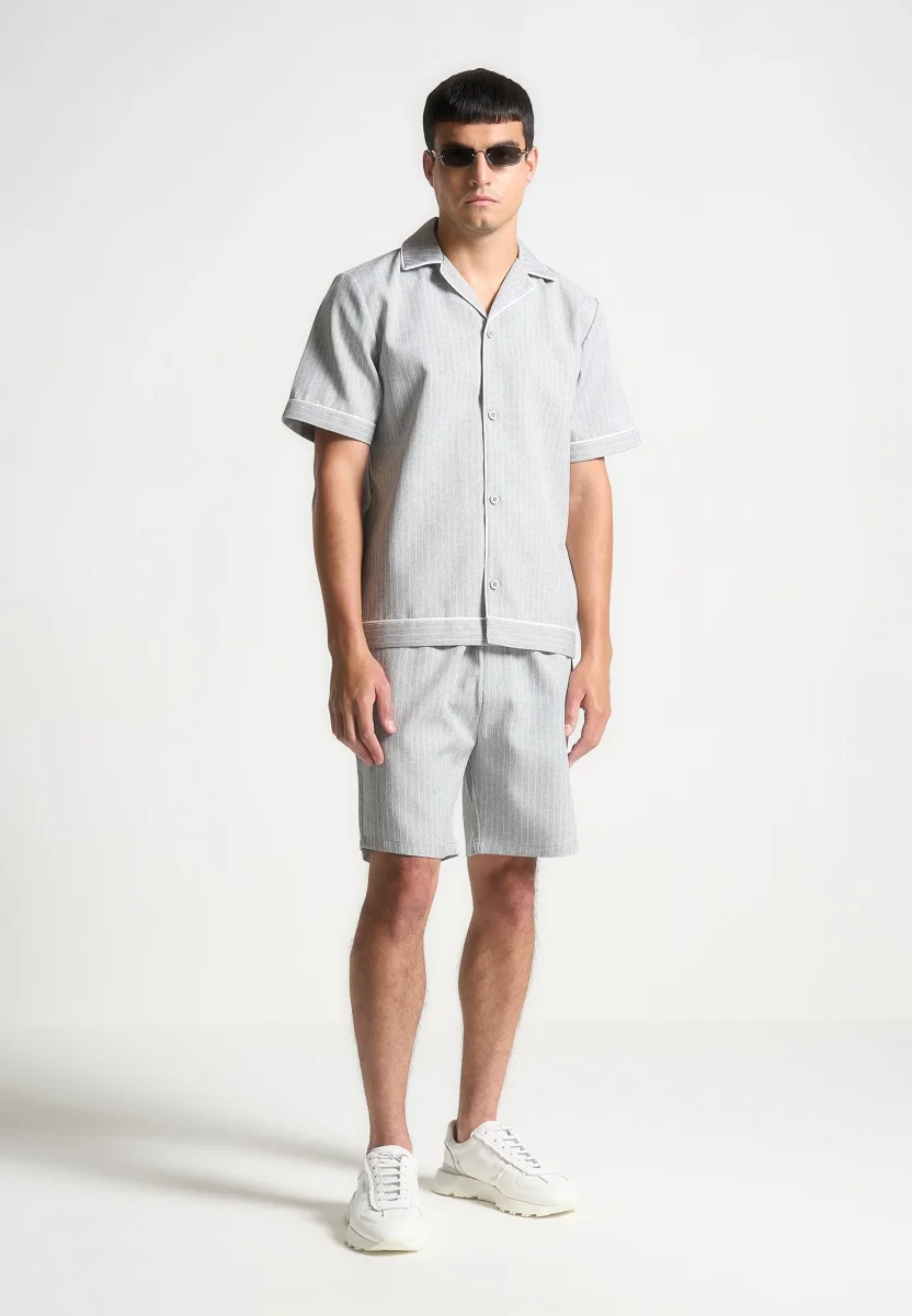 Pinstripe Revere Shirt - Grey - Image 2