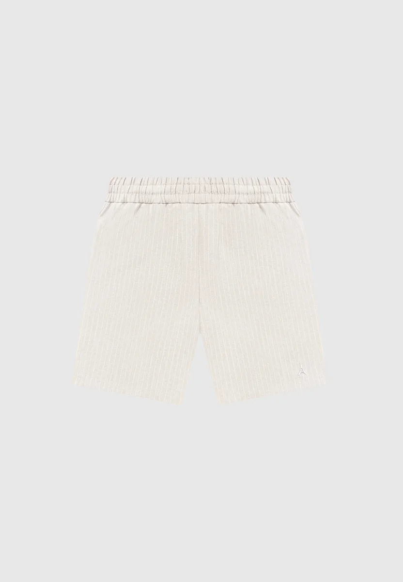 Pinstripe Shorts - Beige - Image 4