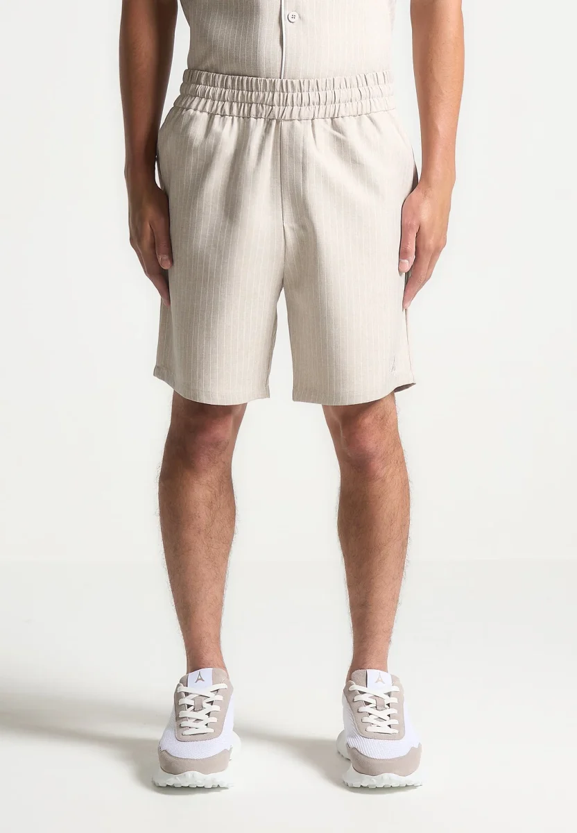 Pinstripe Shorts - Beige - Image 2