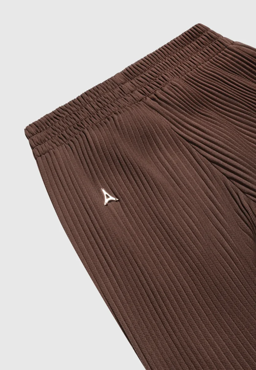 Pleated Shorts - Brown - Image 6