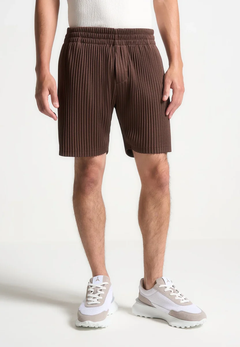 Pleated Shorts - Brown - Image 2