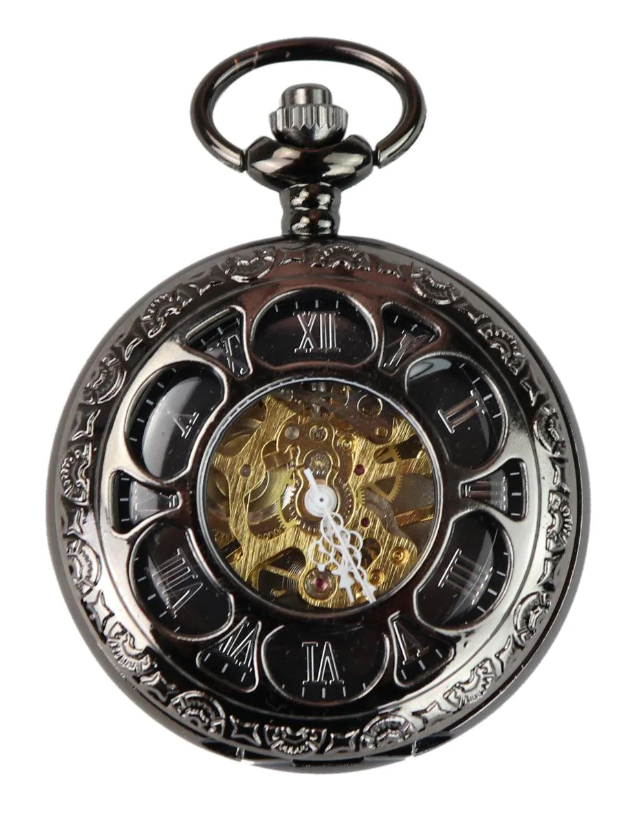 Relógio de bolso mecânico vintage preto - Image 2