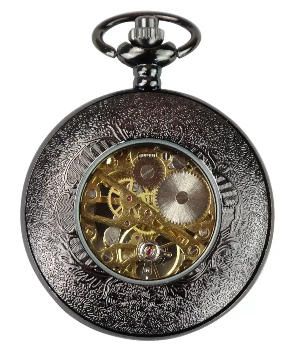 Relógio de bolso mecânico vintage preto - Image 3