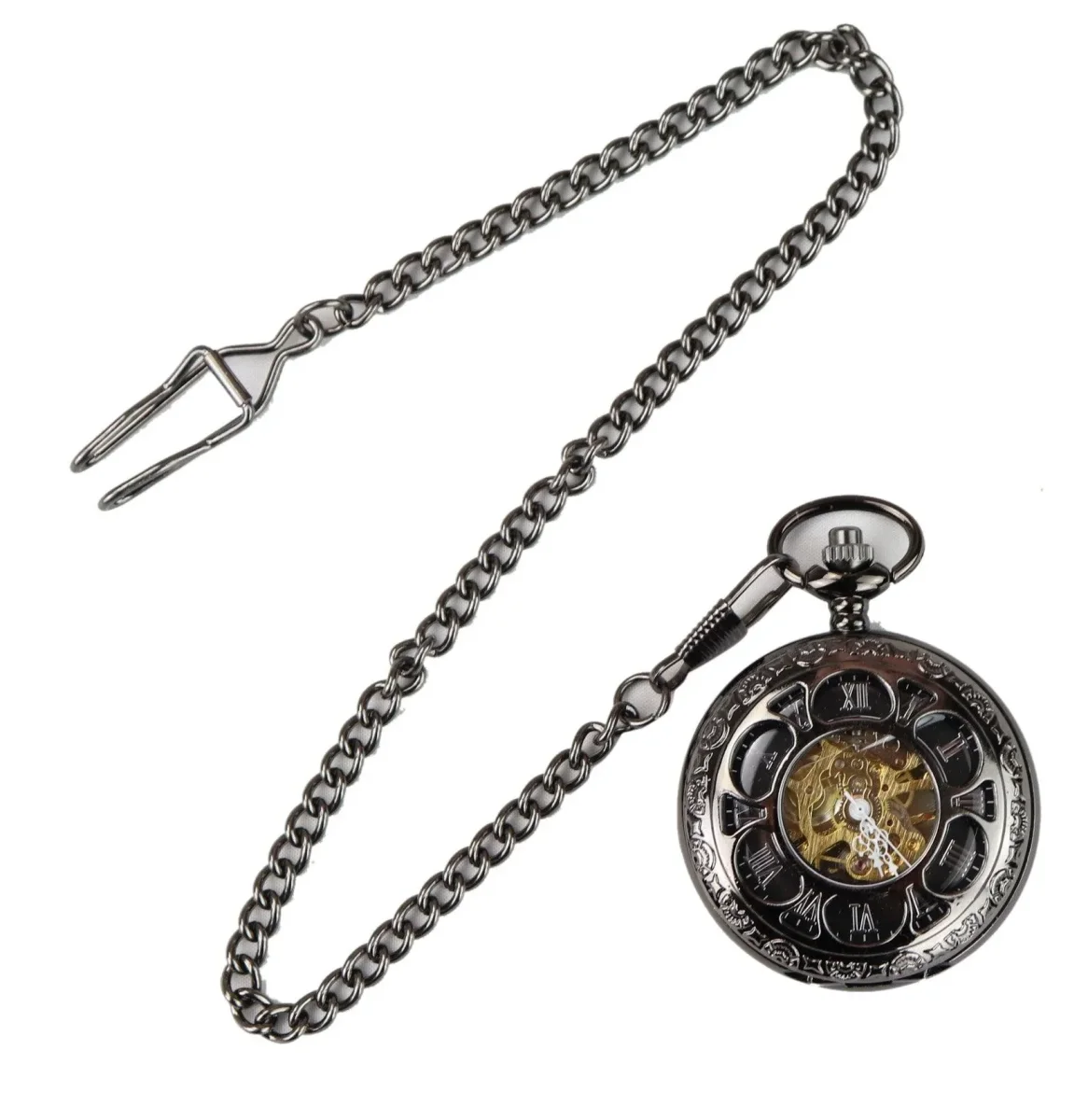 Relógio de bolso mecânico vintage preto - Image 5