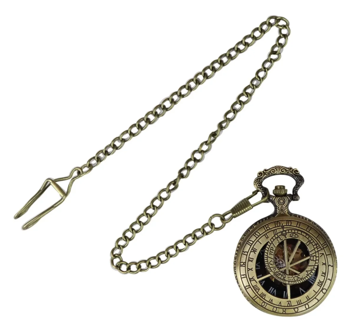 Relógio de bolso mecânico automático vintage cor dourada - Image 4