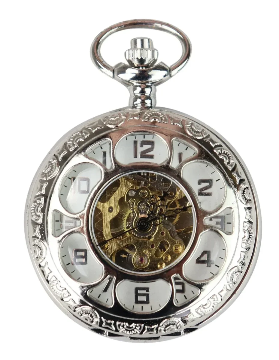 Relógio de bolso mecânico vintage na cor prata