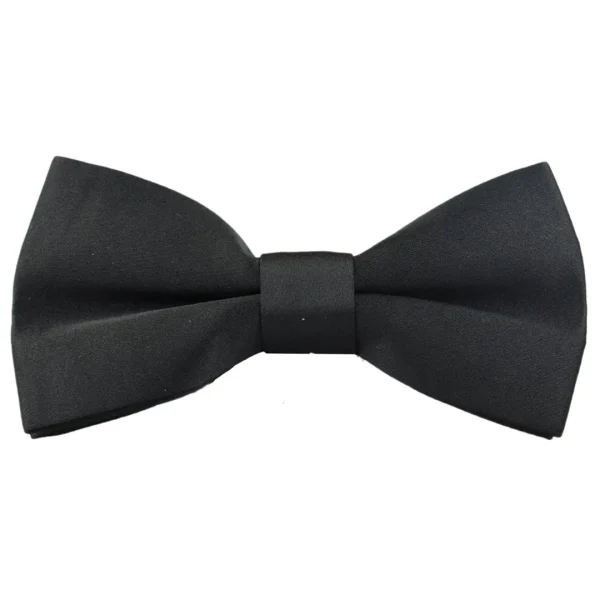 Gravata borboleta preta de cetim com clipe para camisa de smoking unissex masculina.