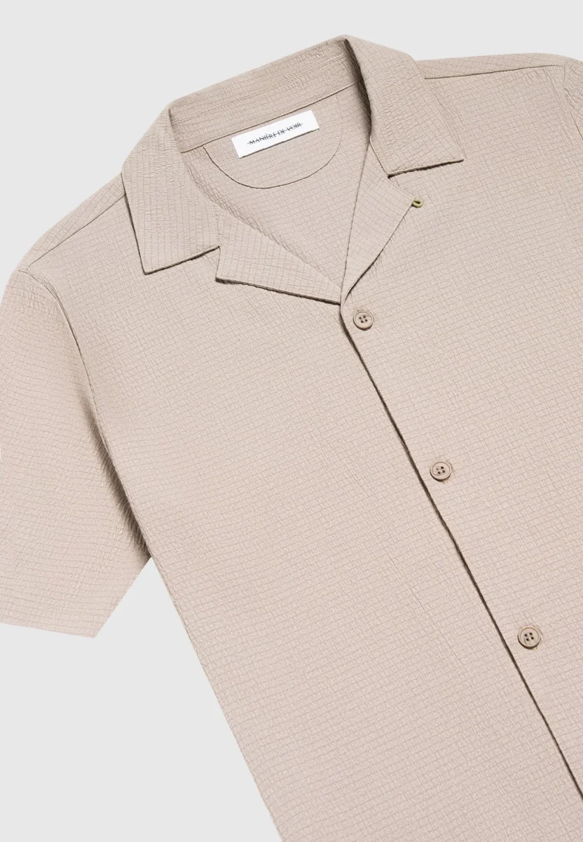 Seersucker Revere Shirt - Taupe - Image 6