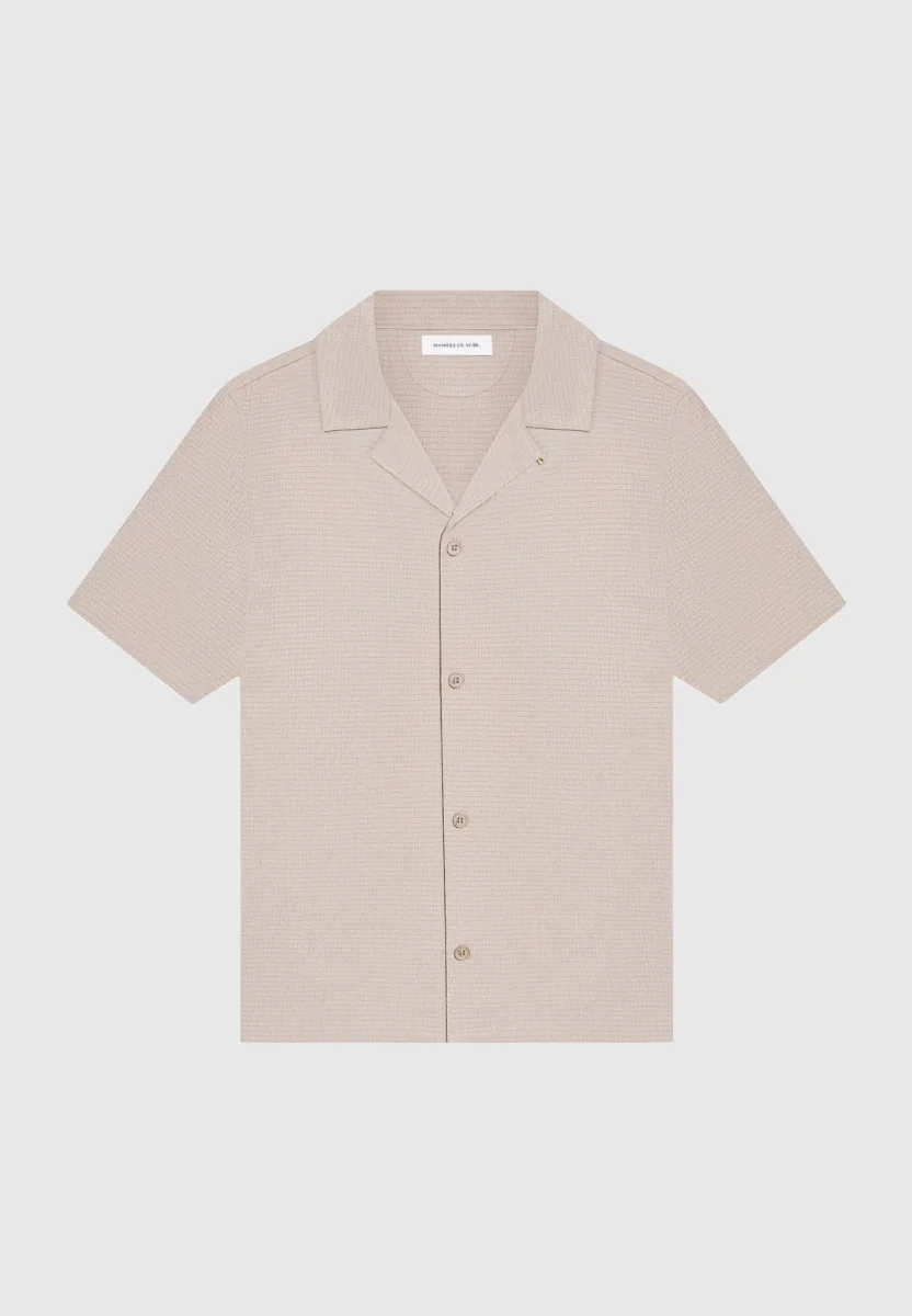 Seersucker Revere Shirt - Taupe - Image 4