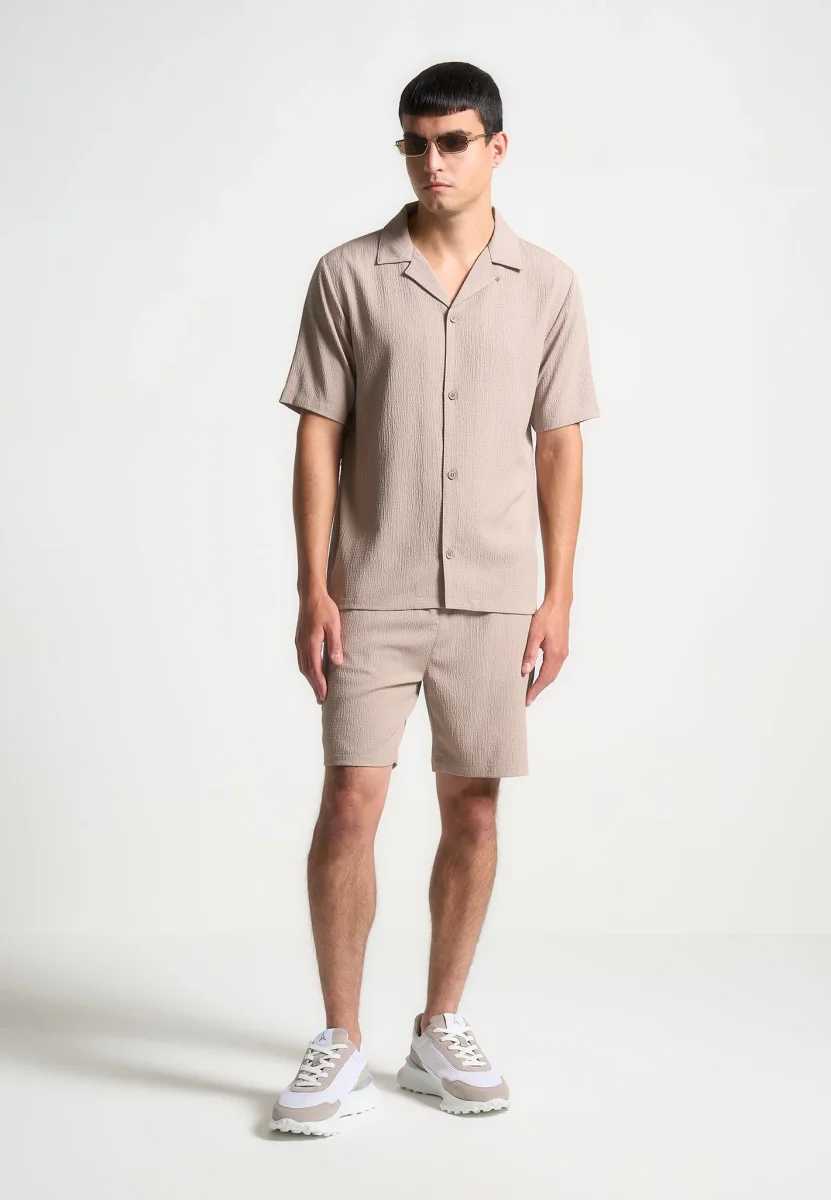 Seersucker Revere Shirt - Taupe - Image 2