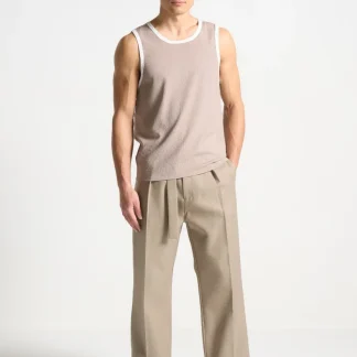 Seersucker Vest - Beige/White