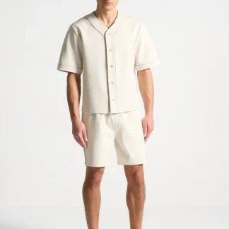 Signature Boxy Baseball Shirt - Beige