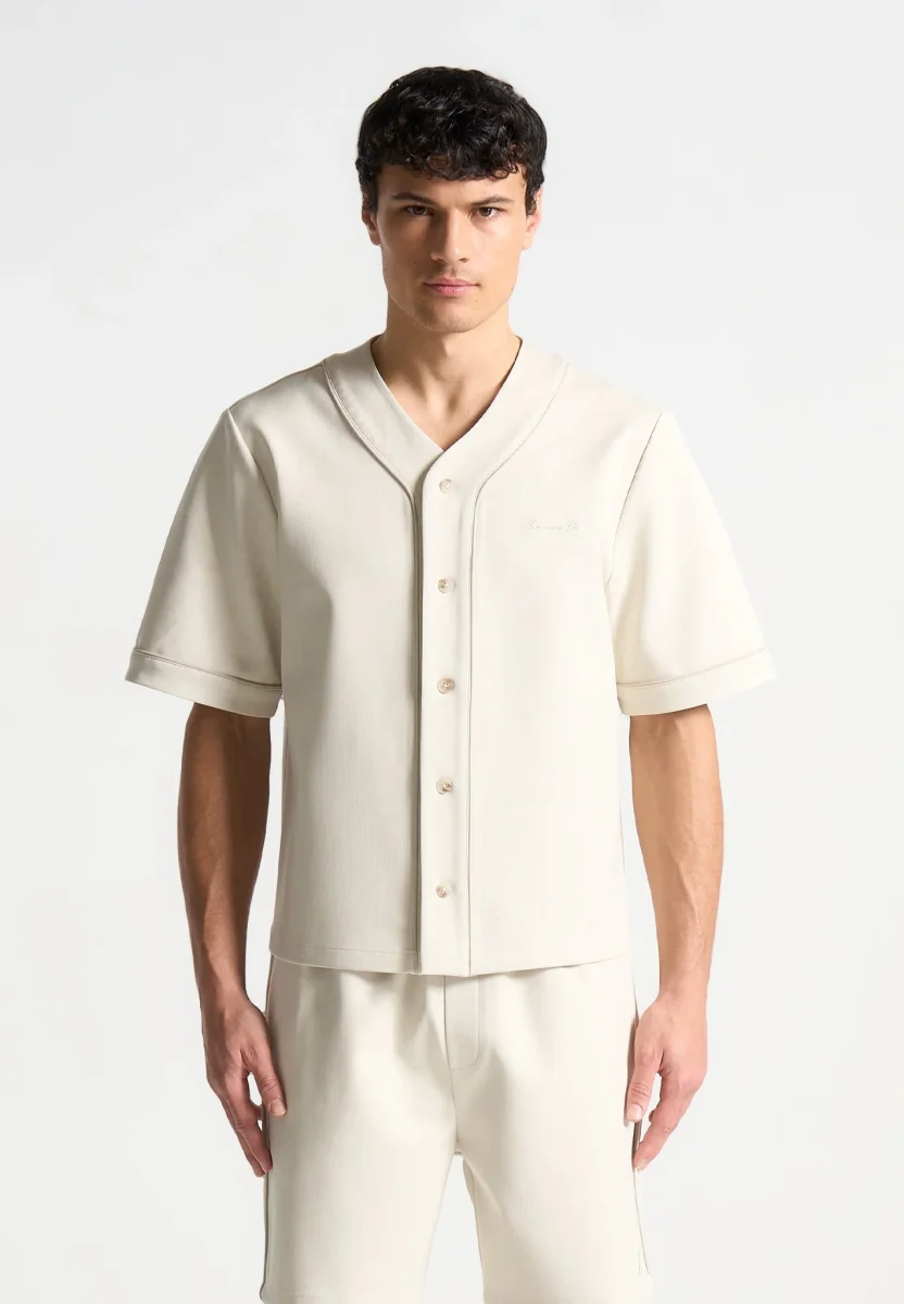 Signature Boxy Baseball Shirt - Beige - Image 4