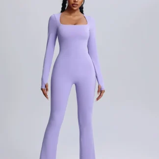 Square Neck Flared Yoga Jumpsuit