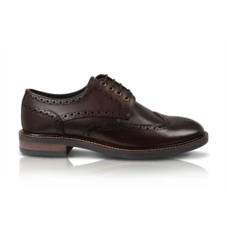 Stokes - Sapatos Oxford de couro marrom com bico brogue e amarração