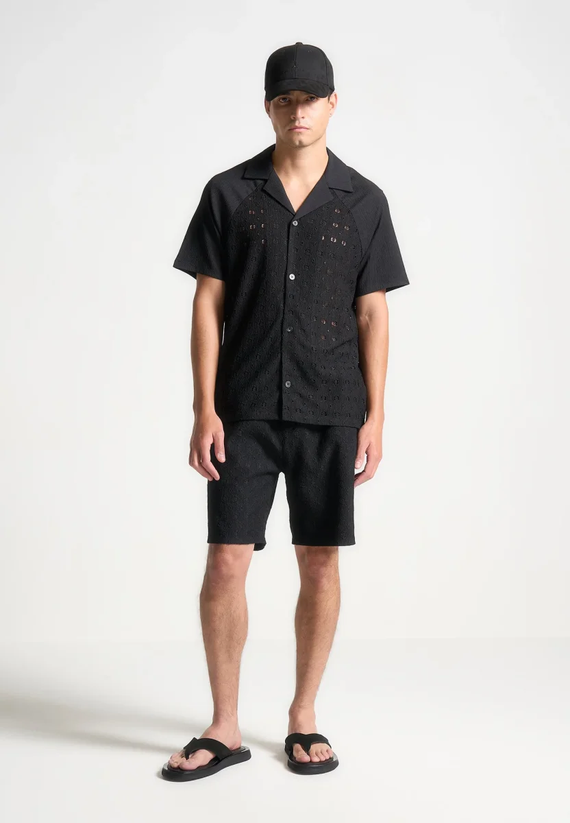 Textured Shorts - Black - Image 3