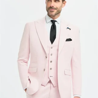 Tropez - Terno masculino rosa de 3 peças com corte sob medida