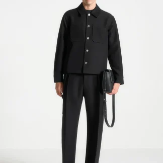 Benoit - Twill Pocket Cropped Shirt - Black