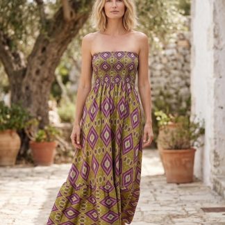Vestido padrão étnico verde pistachio – Refª 008009