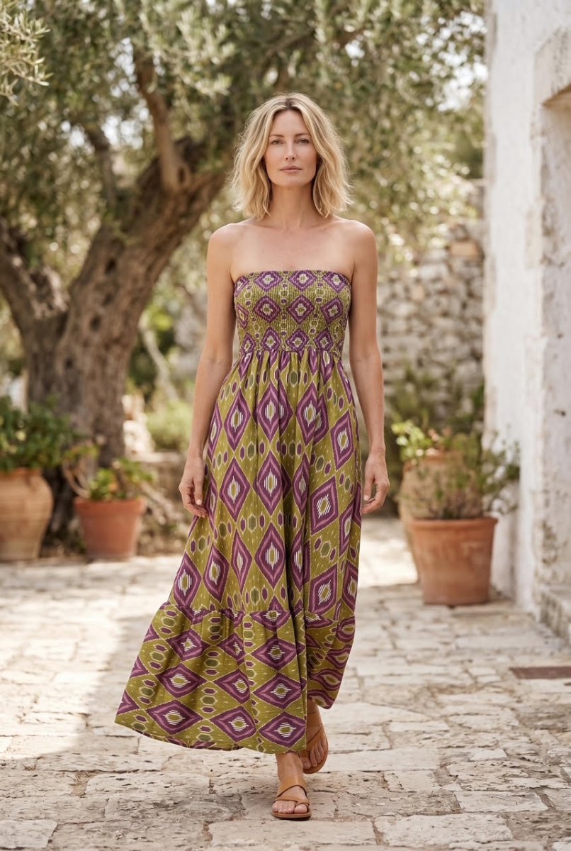 Vestido padrão étnico verde pistachio – Refª 008009 - Image 2