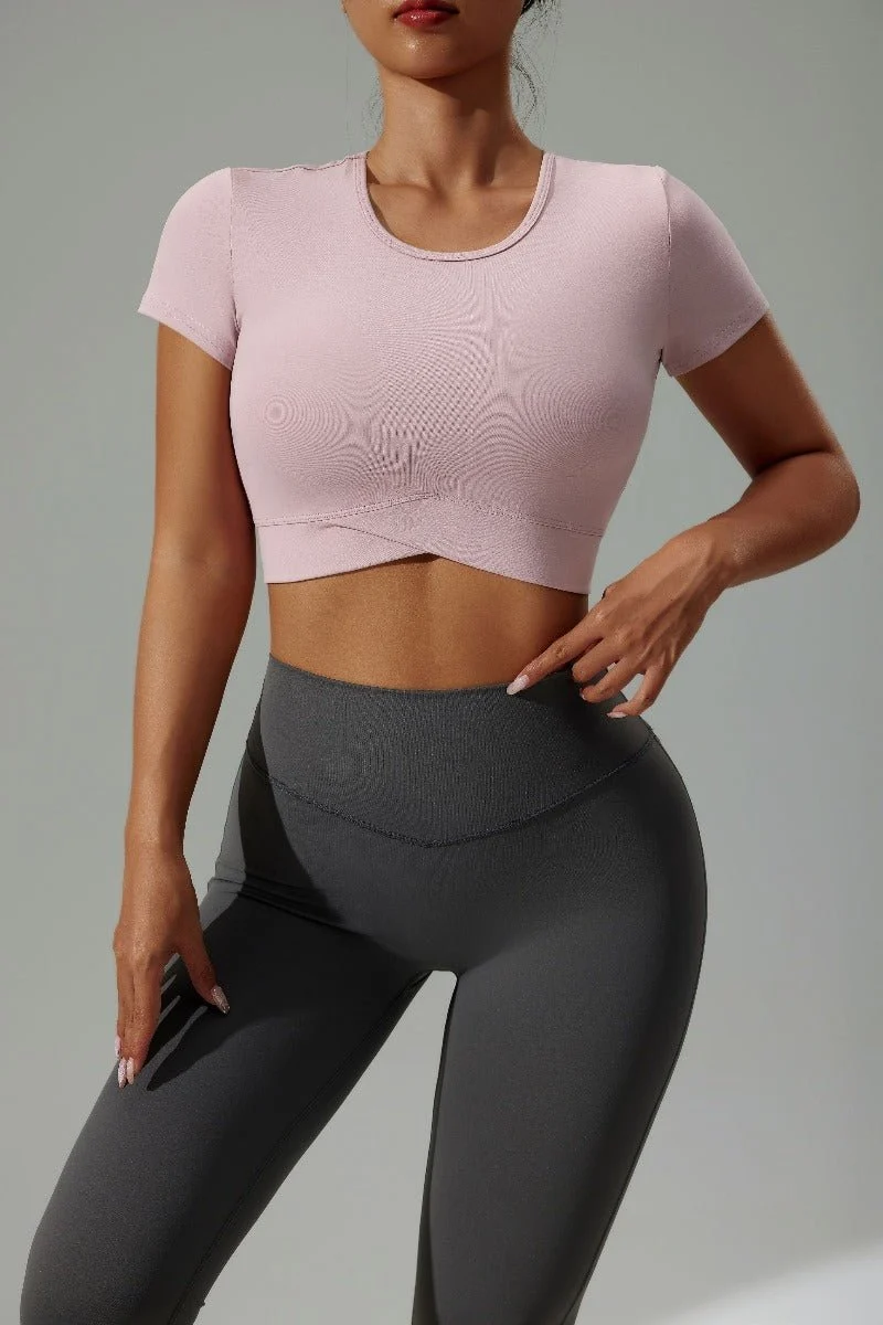 UPF 50+ Short Sleeve Yoga Crop Top - Image 5